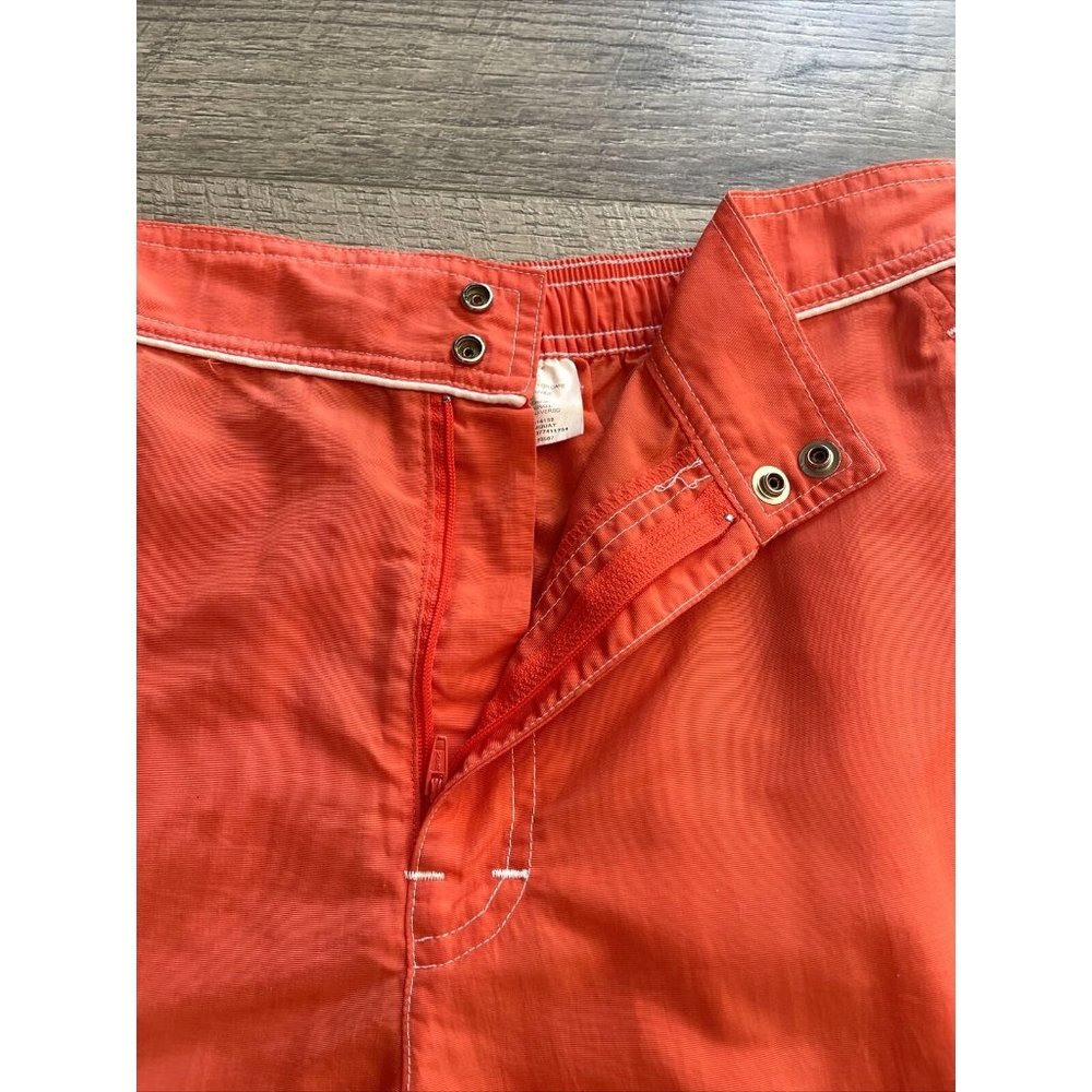 Catalina Swim Shorts Womens Large Orange Nylon Trunks Elastic Pockets Piping - Picture 6 of 14